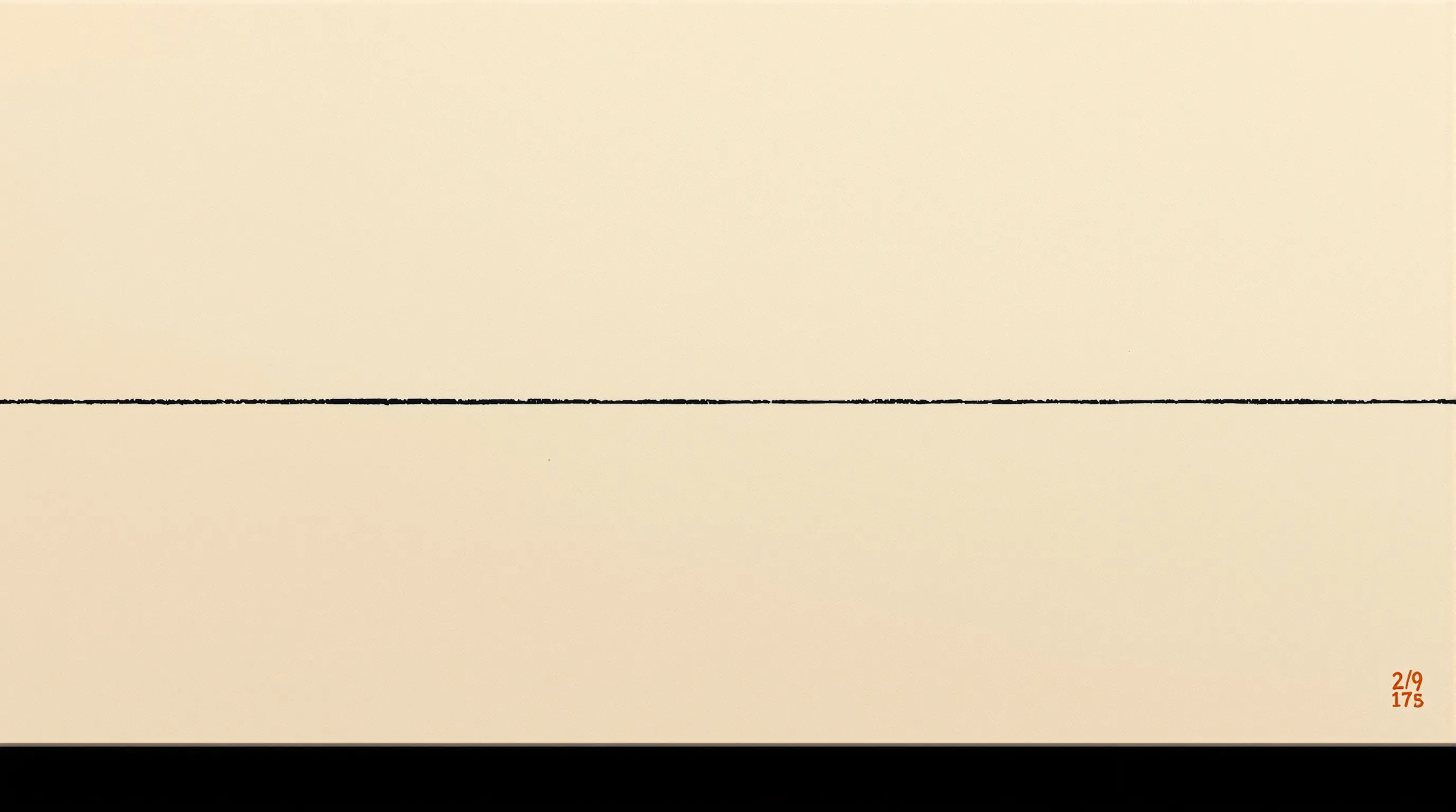 Cream paper texture with single ruled line and small ochre stamp