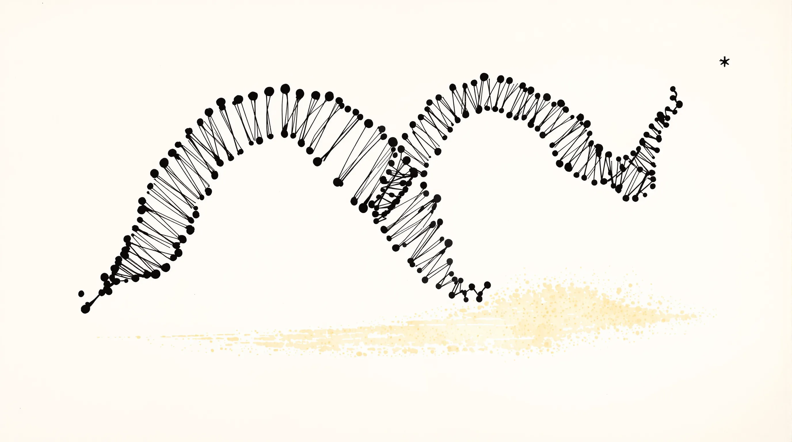 Plate-style ink illustration of an abstract pentadecapeptide chain